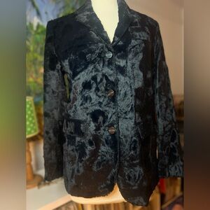 Patrick Cox Wannabe Black Faux Fur Jacket Y2K size 8
